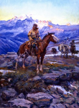 Indianer und Cowboy Werke - frei Trapper 1911 Charles Marion Russell Indiana Cowboy